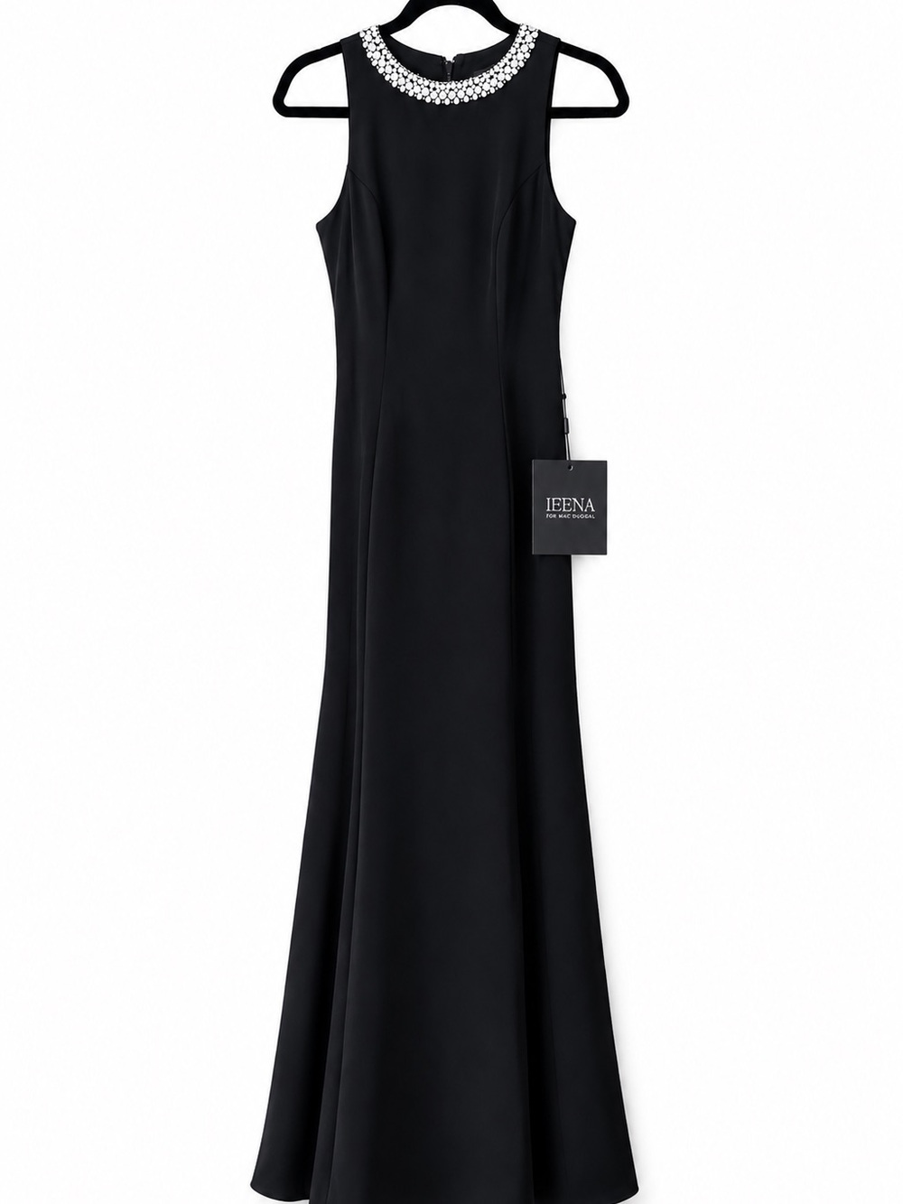 NWT  Mac Duggal 49093 Black Embellished Neck Trumpet Maxi Dress Size 2 - Picture 3 of 7